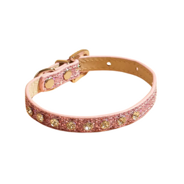 Faux Diamond Encrusted Cat Collar - Pink/Small