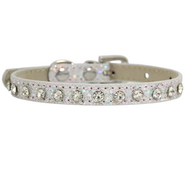 Faux Diamond Encrusted Cat Collar - Silver/Medium