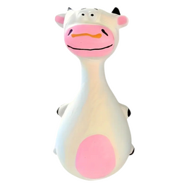 Cute Animal Design Latex Dog Chew Toy With Squeaker - Cow