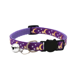 Cat Collar With Moon And Star Pattern - Purple