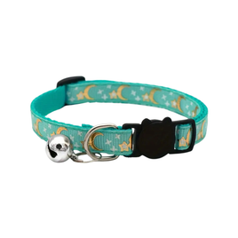 Cat Collar With Moon And Star Pattern - Light Green