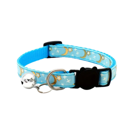 Cat Collar With Moon And Star Pattern - Lake Blue