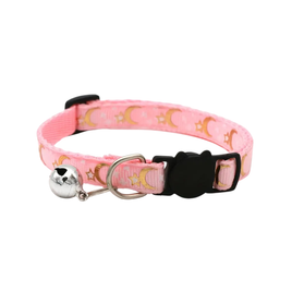 Cat Collar With Moon And Star Pattern - Pink