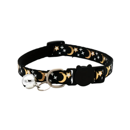 Cat Collar With Moon And Star Pattern - Black