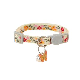 Cat Collar With Butterfly Charm - L/Brown