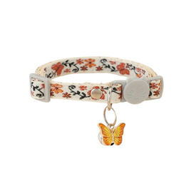 Cat Collar With Butterfly Charm - L/Yellow