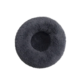 Soft Plush Donut Bed For Small Dogs & Cats (Dark Grey) - 60cm