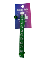 Paw Print Adjustable Cat Collar With Bell - Green