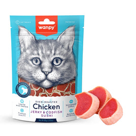 Wanpy Chicken Jerky & Codfish Hearts for Cats 80g