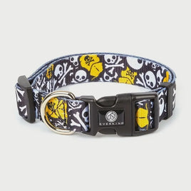 Everking Adjustable Dog Collars with Skull & Crossbones - Black - Medium