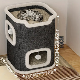 Habibi Pets Curious Cat Cube Condo Double Layer