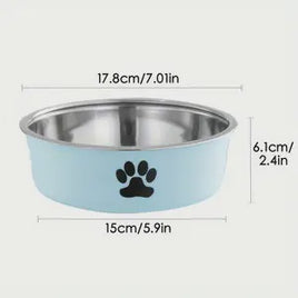 Habibi Pets Stainless Steel Dog Bowls - Sky Blue - 17.8cm