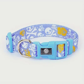 Everking Adjustable Dog Collars with Skull & Crossbones - Sky Blue - Large