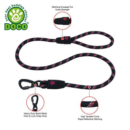 DOCO® Reflective Rope Leash with Soft Rubber Handle Ver.5 - Click & Lock Snap